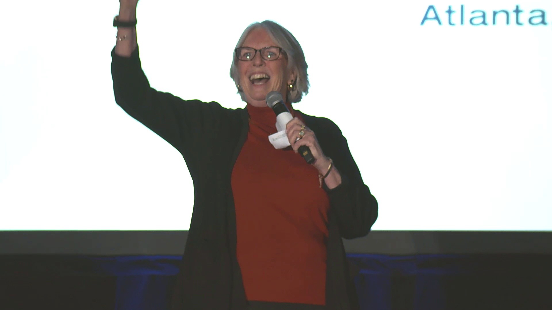jan speaks at national conference Keynote speaker Jan McInnis presenting to a live audience